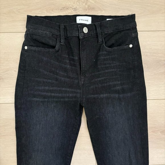 FRAME Black Le High Skinny Jeans Black Denim Ankle Slit, size 29 - Picture 4 of 6